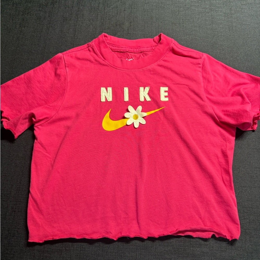 Nike Kids Pink T-Shirt with Yellow Logo